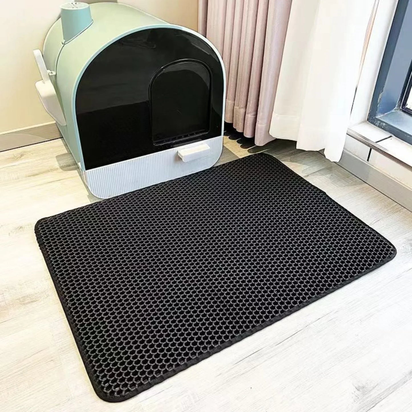 Extragroße Katzenstreumatte, robust, wasserdicht, 2-lagig, rutschfest, waschbar, Bodenschutz für Haustiere, Katzentoilette, Sandstopper