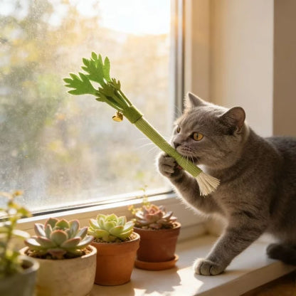 Katzenspielzeug zum Kauen, Katzenminze-Spielzeug zur Zahnreinigung, interaktive Katzen-Kaustäbchen, Katzenminze-Kauspielzeug, Beißspielzeug mit Quietscher für Katzen