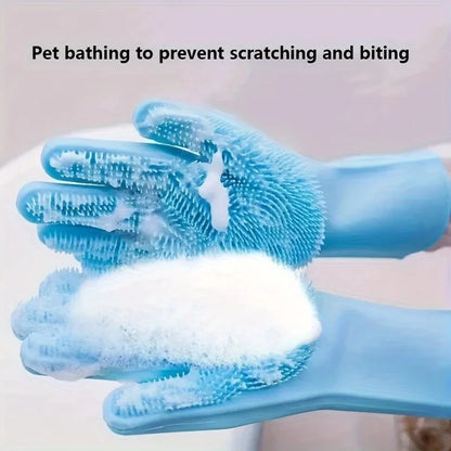 Haustierpflegehandschuhe, Hunde- und Katzenshampoo, magischer Silikonschwamm zum Geschirrspülen, Haarentfernung