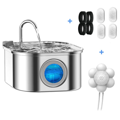 Automatischer Wasserspender aus Edelstahl für Haustiere, 3,2 l, Katzenbrunnen, intelligenter Hundetränke, visuelles Fenster, Trinknapf, Haustierzubehör