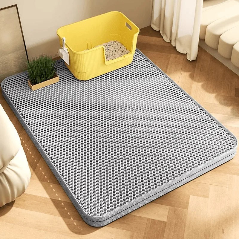 Extragroße Katzenstreumatte, robust, wasserdicht, 2-lagig, rutschfest, waschbar, Bodenschutz für Haustiere, Katzentoilette, Sandstopper