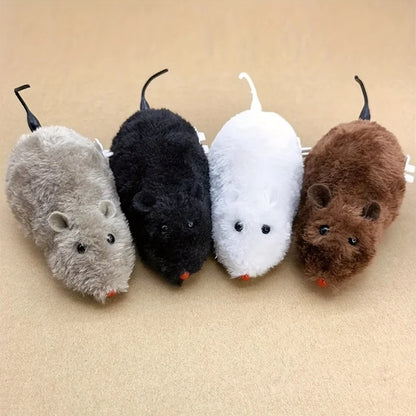 Lustiges und interaktives Aufzieh-Maus-Plüschtier, 1/5 Stück, für Katzen, Hunde und Kinder, mechanisches sich bewegendes Tierspielzeug zum Spielen und für Streiche