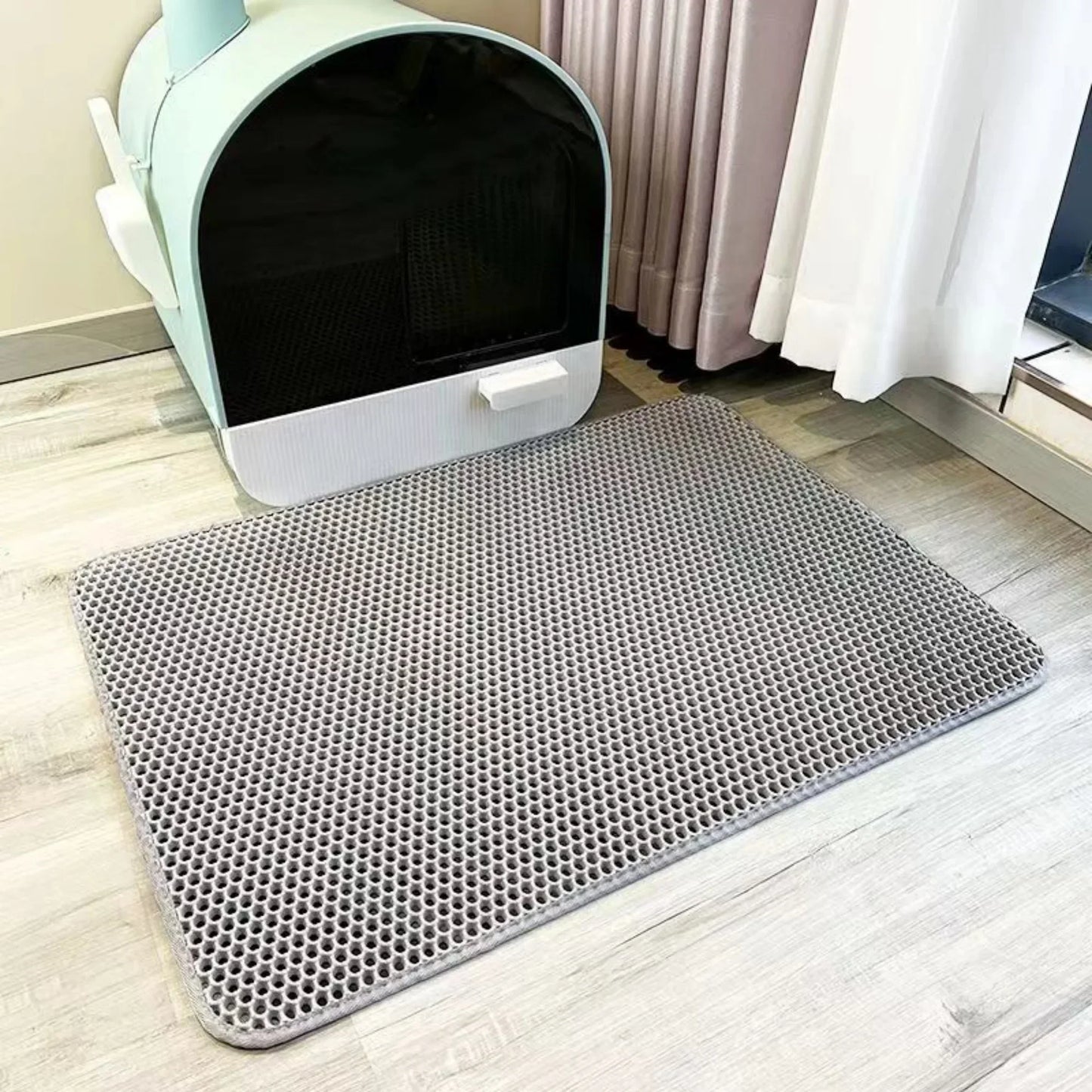 Extragroße Katzenstreumatte, robust, wasserdicht, 2-lagig, rutschfest, waschbar, Bodenschutz für Haustiere, Katzentoilette, Sandstopper