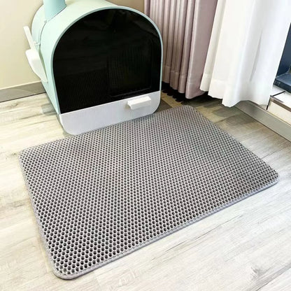 Extragroße Katzenstreumatte, robust, wasserdicht, 2-lagig, rutschfest, waschbar, Bodenschutz für Haustiere, Katzentoilette, Sandstopper