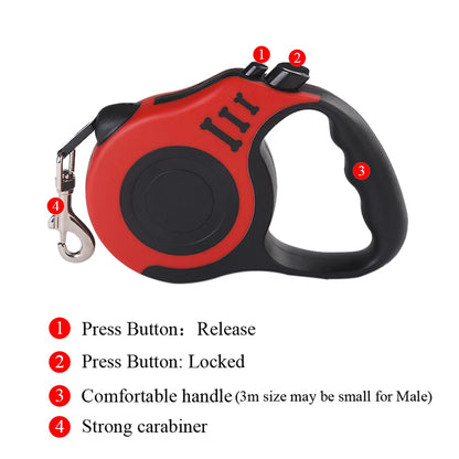 Hundeleine 3m 5m für kleine Hunde, Katzen, automatisch einziehbare, robuste Nylonleine für Welpen, Reisen, Outdoor, Spaziergänge, Wanderungen, Zugseil