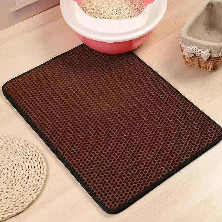 Katzenstreumatte mit Geschenk, doppellagig, wasserdicht, für Katzentoilette, rutschfest, Streufänger, waschbar, sauberer Katzenbettteppich, Produkte