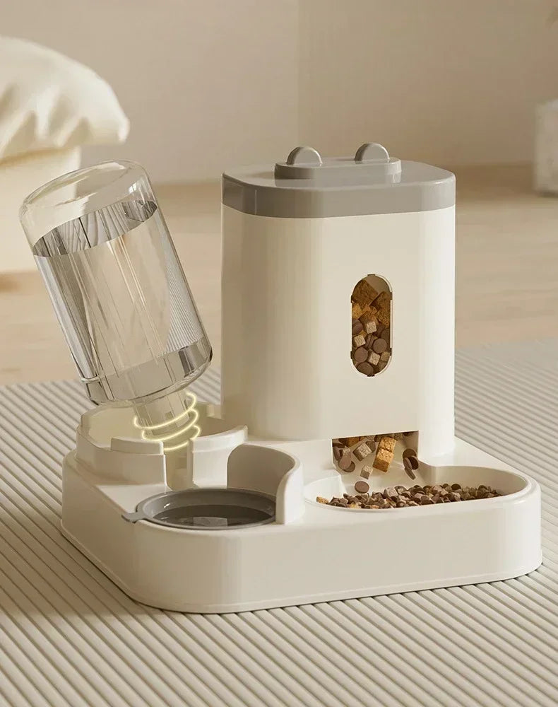 Automatischer Futterspender für Hunde und Katzen mit Wasserspender, erhöhtem Napf und großem Fassungsvermögen, Zubehör für Katzentränken