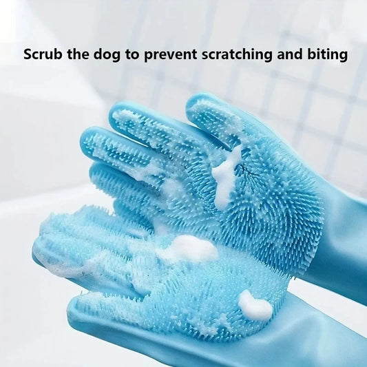 Haustierpflegehandschuhe, Hunde- und Katzenshampoo, magischer Silikonschwamm zum Geschirrspülen, Haarentfernung