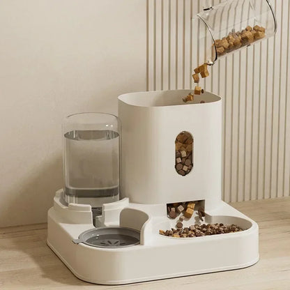 Automatischer Futterspender für Hunde und Katzen mit Wasserspender, erhöhtem Napf und großem Fassungsvermögen, Zubehör für Katzentränken