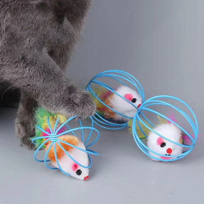 Warmes Käfig Ratte glücklich Katze Plüschtier Simulation Farbe Maus Spaß Katze Ball Lustige Katze Lustige Haustierbedarf