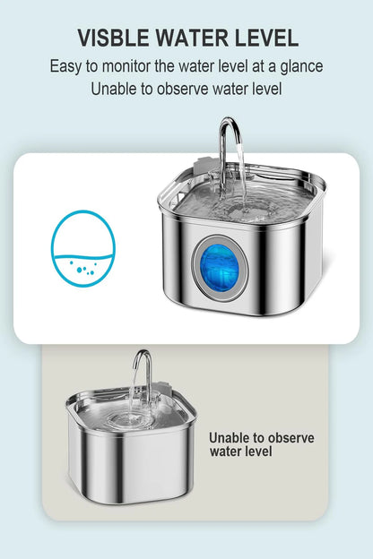 Automatischer Wasserspender aus Edelstahl für Haustiere, 3,2 l, Katzenbrunnen, intelligenter Hundetränke, visuelles Fenster, Trinknapf, Haustierzubehör