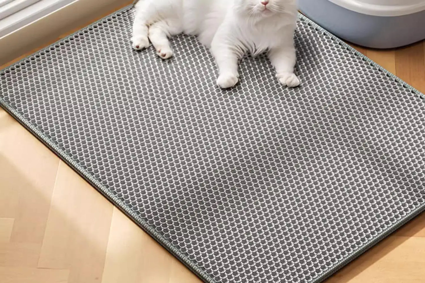 Extragroße Katzenstreumatte, robust, wasserdicht, 2-lagig, rutschfest, waschbar, Bodenschutz für Haustiere, Katzentoilette, Sandstopper