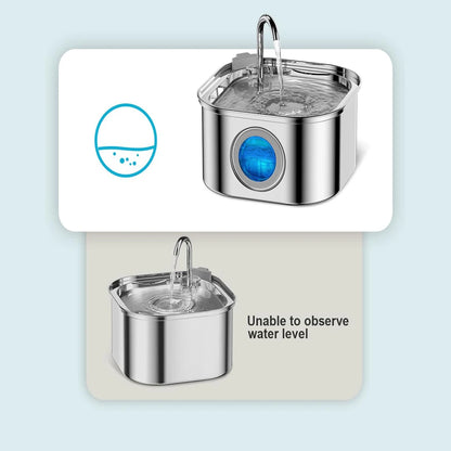 Automatischer Wasserspender aus Edelstahl für Haustiere, 3,2 l, Katzenbrunnen, intelligenter Hundetränke, visuelles Fenster, Trinknapf, Haustierzubehör