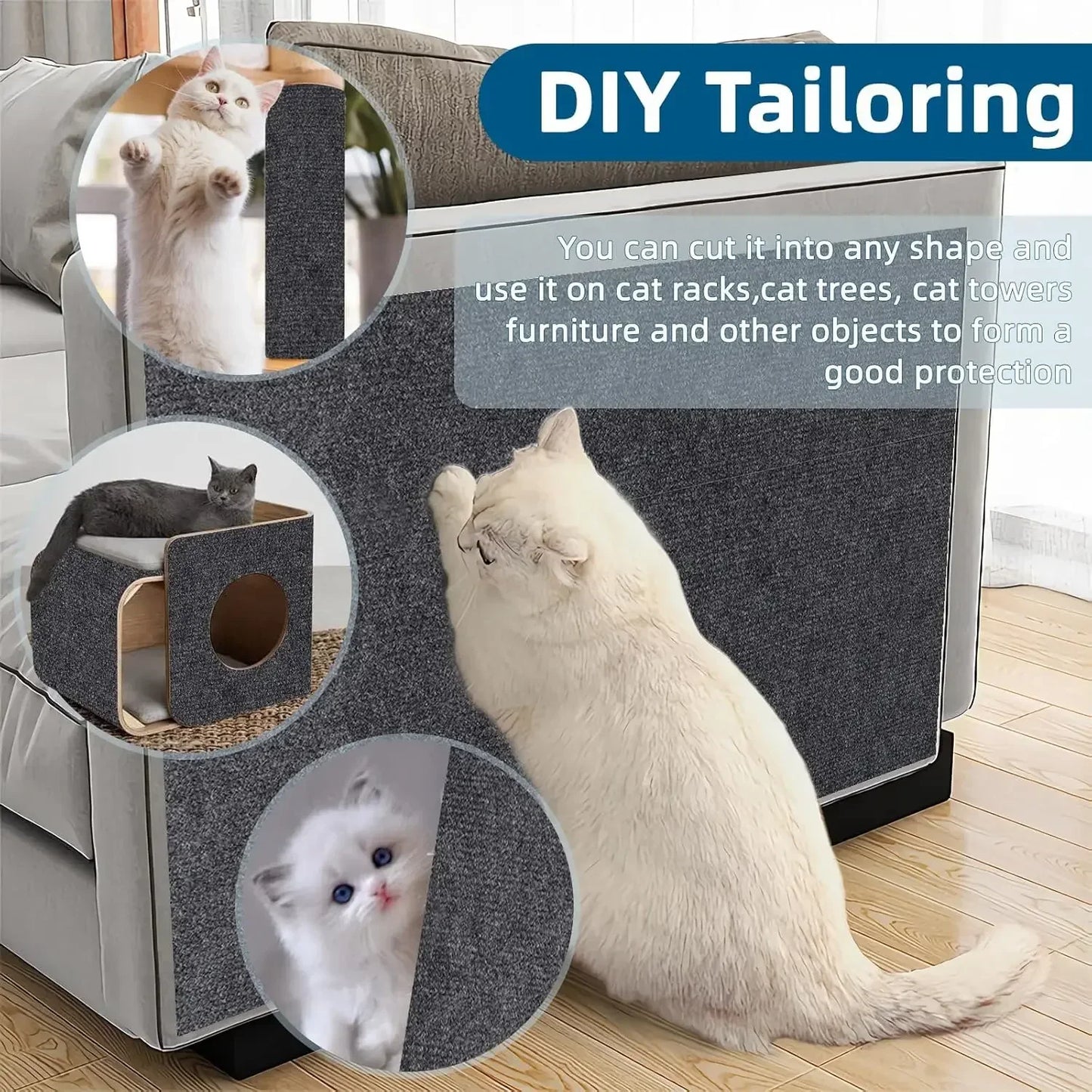 Selbstklebende Katzenkratzmatte, Katzenkratzpad, Eckwand, DIY, Möbelschutz