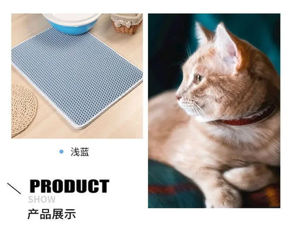 Katzenstreumatte mit Geschenk, doppellagig, wasserdicht, für Katzentoilette, rutschfest, Streufänger, waschbar, sauberer Katzenbettteppich, Produkte