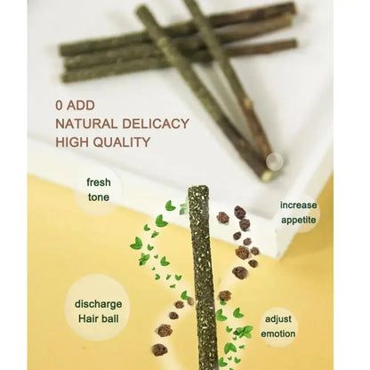 6 Natural Matatabi Catnip Sticks for Cats, for Teeth Cleaning and Gum Stimulation, Cat Toys, Pet Supplies