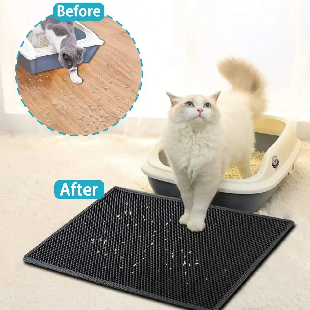 Katzenstreumatte mit Geschenk, doppellagig, wasserdicht, für Katzentoilette, rutschfest, Streufänger, waschbar, sauberer Katzenbettteppich, Produkte