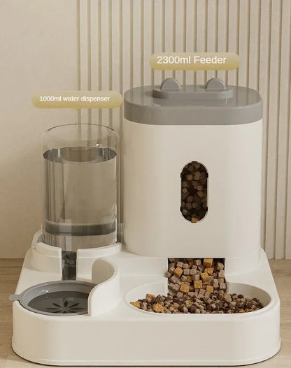 Automatischer Futterspender für Hunde und Katzen mit Wasserspender, erhöhtem Napf und großem Fassungsvermögen, Zubehör für Katzentränken