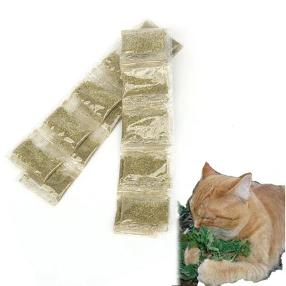 Katzenminze-Beutel, 10 Stück, gehacktes Blattpulver für Katzen, natürliches Nepeta Cataria-Spielzeug, Katzenminzepulver