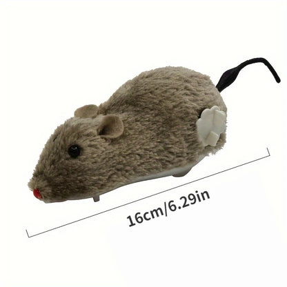 Lustiges und interaktives Aufzieh-Maus-Plüschtier, 1/5 Stück, für Katzen, Hunde und Kinder, mechanisches sich bewegendes Tierspielzeug zum Spielen und für Streiche