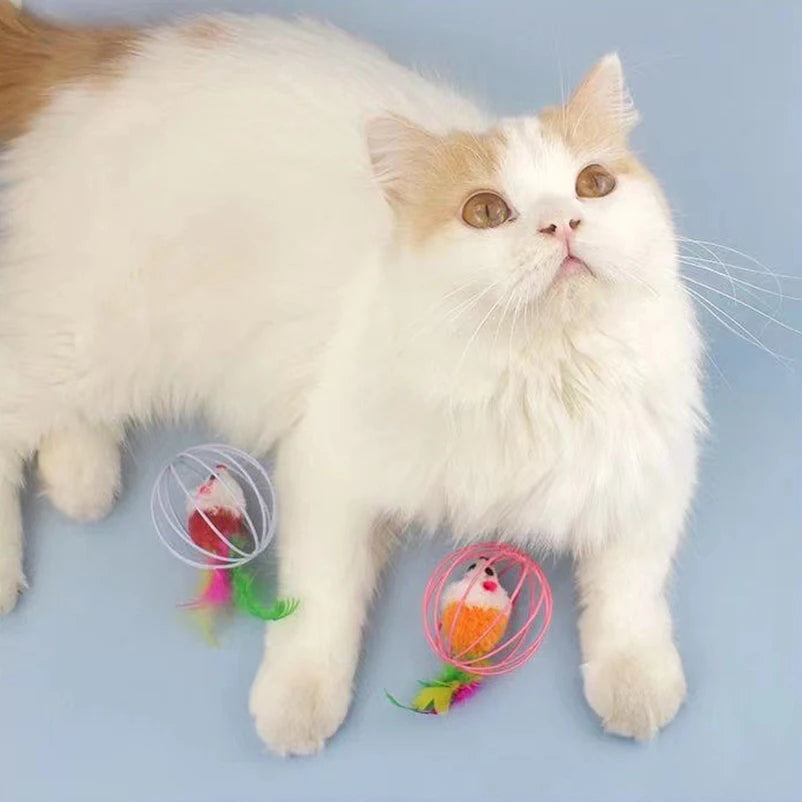 Warmes Käfig Ratte glücklich Katze Plüschtier Simulation Farbe Maus Spaß Katze Ball Lustige Katze Lustige Haustierbedarf