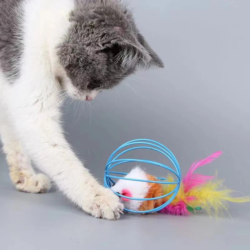 Warmes Käfig Ratte glücklich Katze Plüschtier Simulation Farbe Maus Spaß Katze Ball Lustige Katze Lustige Haustierbedarf