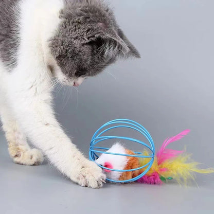 Warmes Käfig Ratte glücklich Katze Plüschtier Simulation Farbe Maus Spaß Katze Ball Lustige Katze Lustige Haustierbedarf