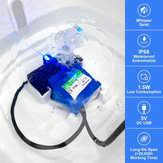 Katzenwasserspenderpumpe, Haustierwasserspenderpumpe, USB-Ersatzpumpe, Tauchmotor, Edelstahl-Haustierwasserspender-Zubehör