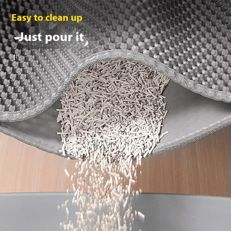 Extragroße Katzenstreumatte, robust, wasserdicht, 2-lagig, rutschfest, waschbar, Bodenschutz für Haustiere, Katzentoilette, Sandstopper