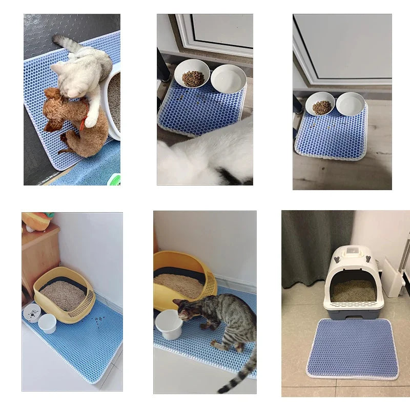 Katzenstreumatte mit Geschenk, doppellagig, wasserdicht, für Katzentoilette, rutschfest, Streufänger, waschbar, sauberer Katzenbettteppich, Produkte