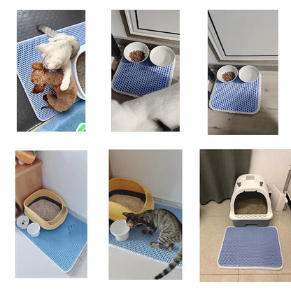 Katzenstreumatte mit Geschenk, doppellagig, wasserdicht, für Katzentoilette, rutschfest, Streufänger, waschbar, sauberer Katzenbettteppich, Produkte
