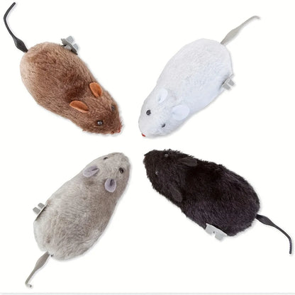 Lustiges und interaktives Aufzieh-Maus-Plüschtier, 1/5 Stück, für Katzen, Hunde und Kinder, mechanisches sich bewegendes Tierspielzeug zum Spielen und für Streiche