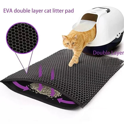 Katzenstreumatte mit Geschenk, doppellagig, wasserdicht, für Katzentoilette, rutschfest, Streufänger, waschbar, sauberer Katzenbettteppich, Produkte