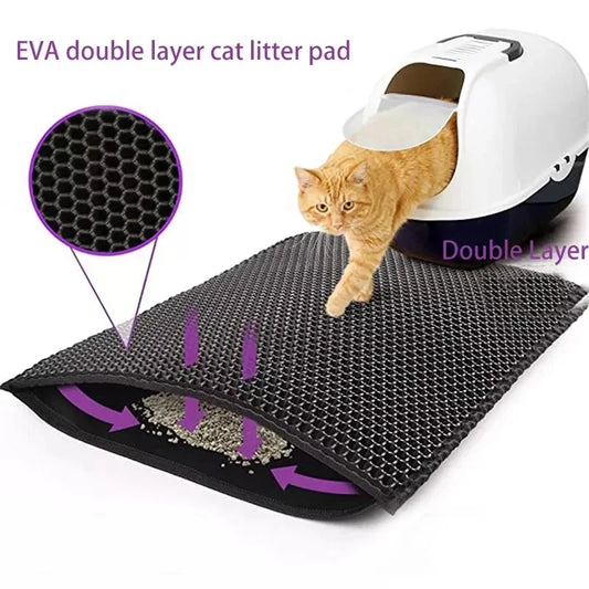 Katzenstreumatte mit Geschenk, doppellagig, wasserdicht, für Katzentoilette, rutschfest, Streufänger, waschbar, sauberer Katzenbettteppich, Produkte