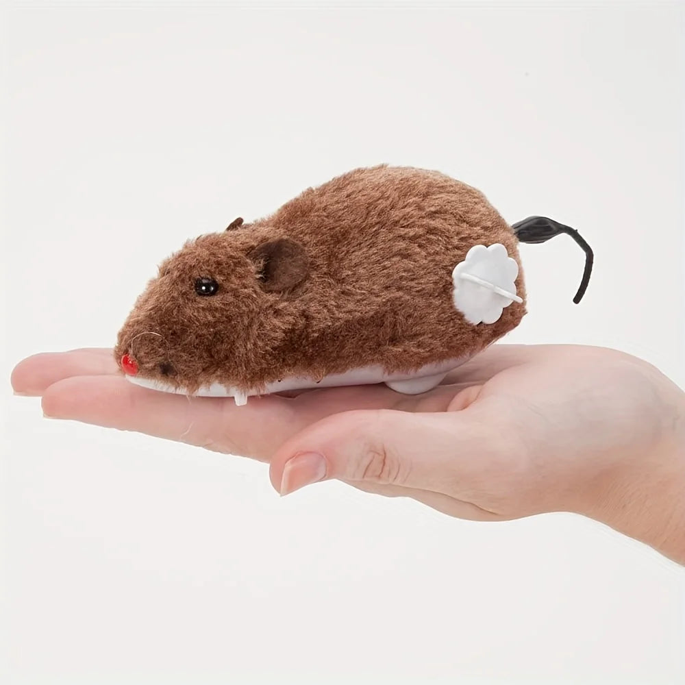 Lustiges und interaktives Aufzieh-Maus-Plüschtier, 1/5 Stück, für Katzen, Hunde und Kinder, mechanisches sich bewegendes Tierspielzeug zum Spielen und für Streiche
